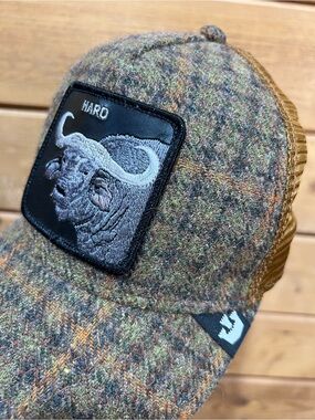 Goorin Bros Hard Bull Plaid Wool Blend Trucker Hat Snapback EUC Rare